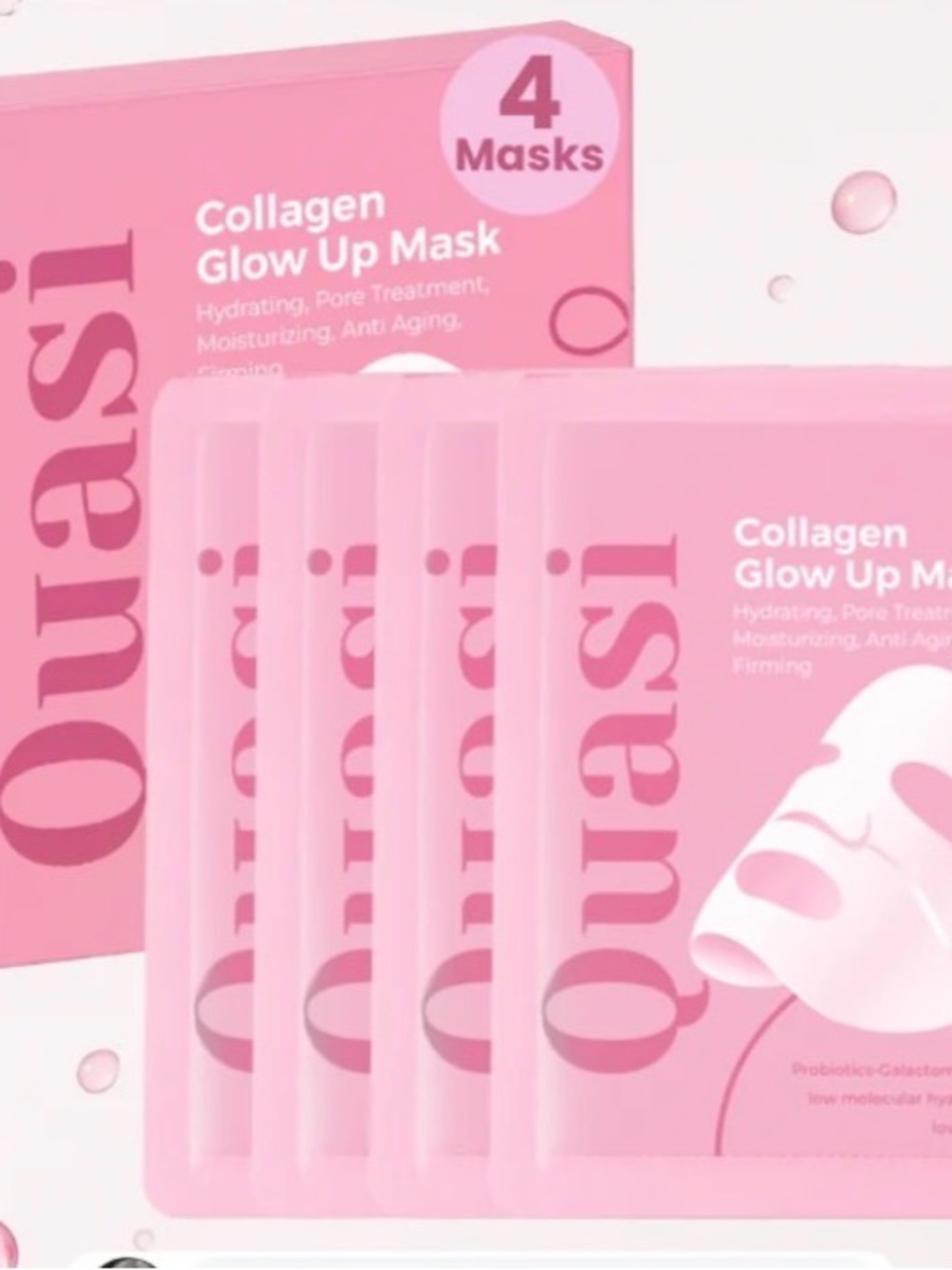 Collagen Glow Up Mask - Pink Hydrating Sheet Mask (4 Pack)
